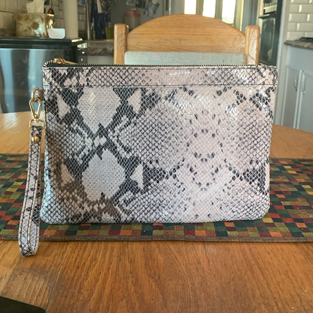 Laura DiMaggio Reptile Print Leather Wristlet